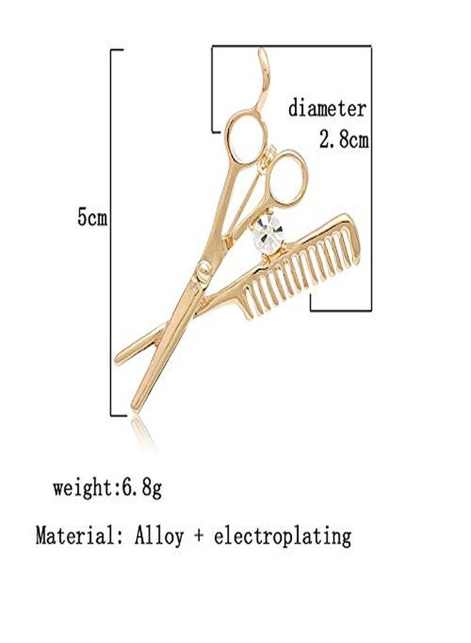 Ozekov JOYID Scissor and Comb Brooch Hair Stylist Brooch Pin Brooches Hairdresser for Women Men Children-Gold - Image 5